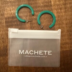Machete Teal Hoop Earrings